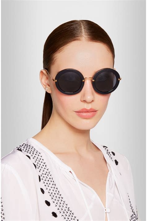 miu miu round frame acetate sunglasses|miu sunglasses for women.